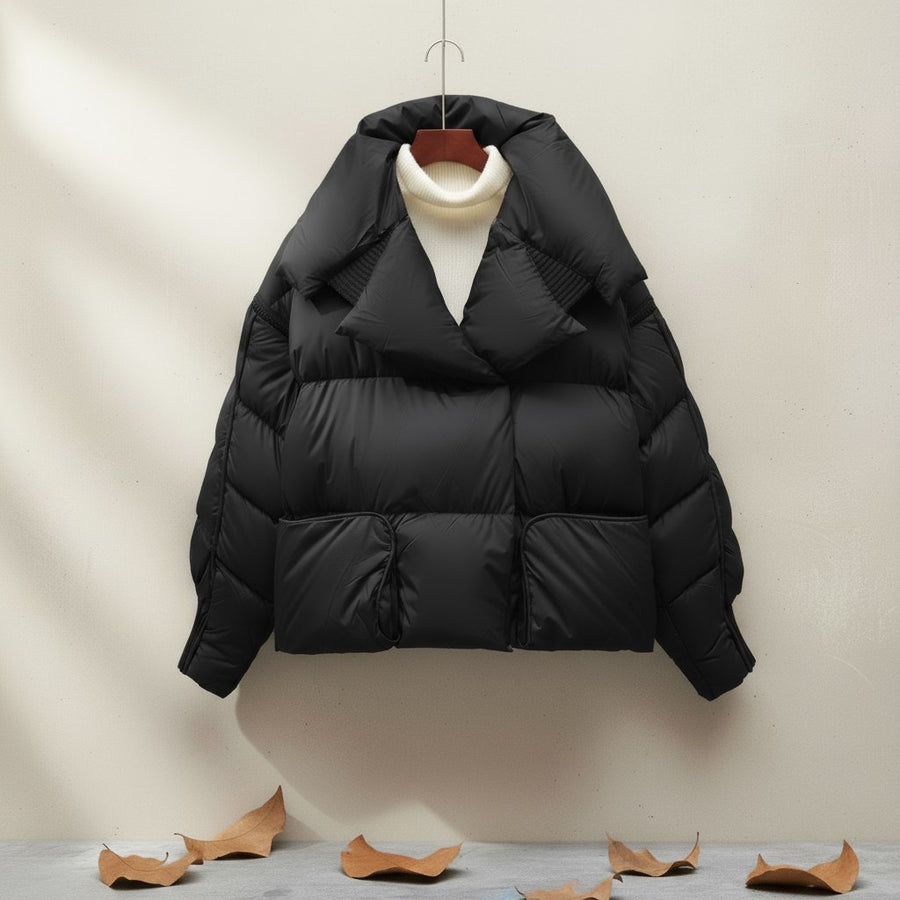 Canella Cropped Puffer Jacket in Charcoal