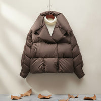 Canella Cropped Puffer Jacket in Espresso Brown