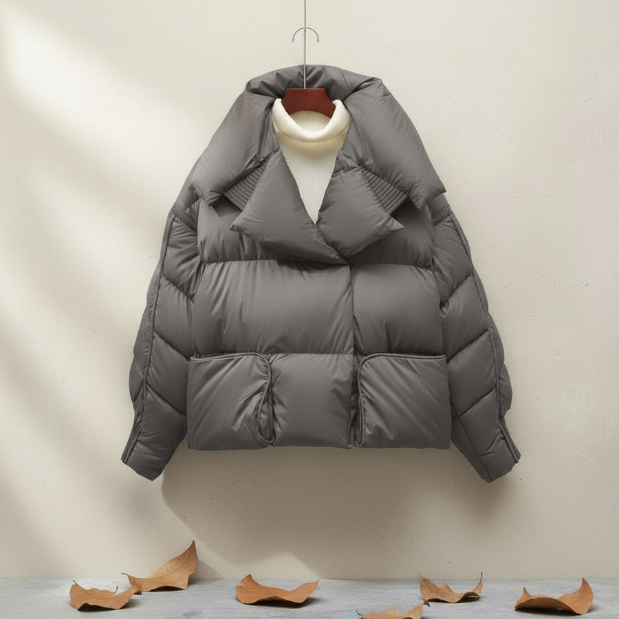 Canella Cropped Puffer Jacket in Gray