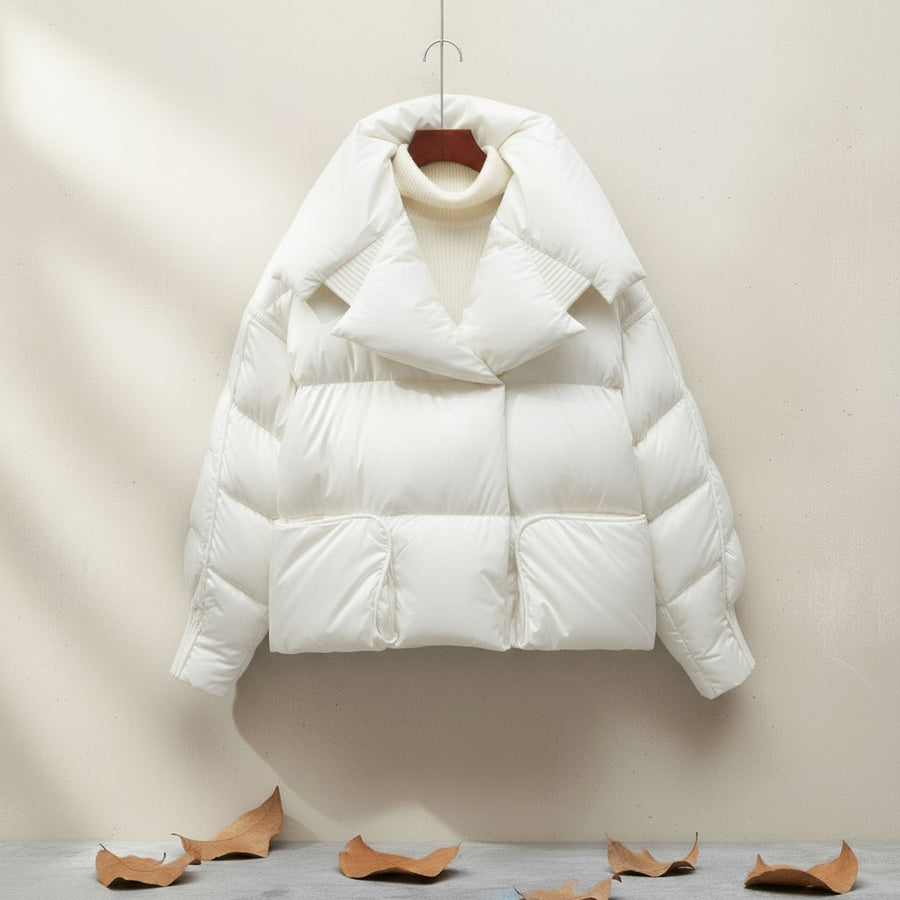 Canella Cropped Puffer Jacket in Pearl