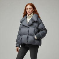 Canella Cropped Puffer Jacket in Slate Blue