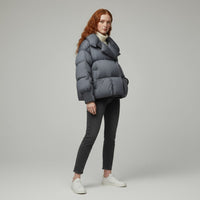Canella Cropped Puffer Jacket in Slate Blue