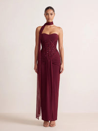 Carina Maxi Dress Burgundy - front