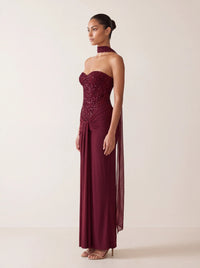 Carina Maxi Dress Burgundy - side
