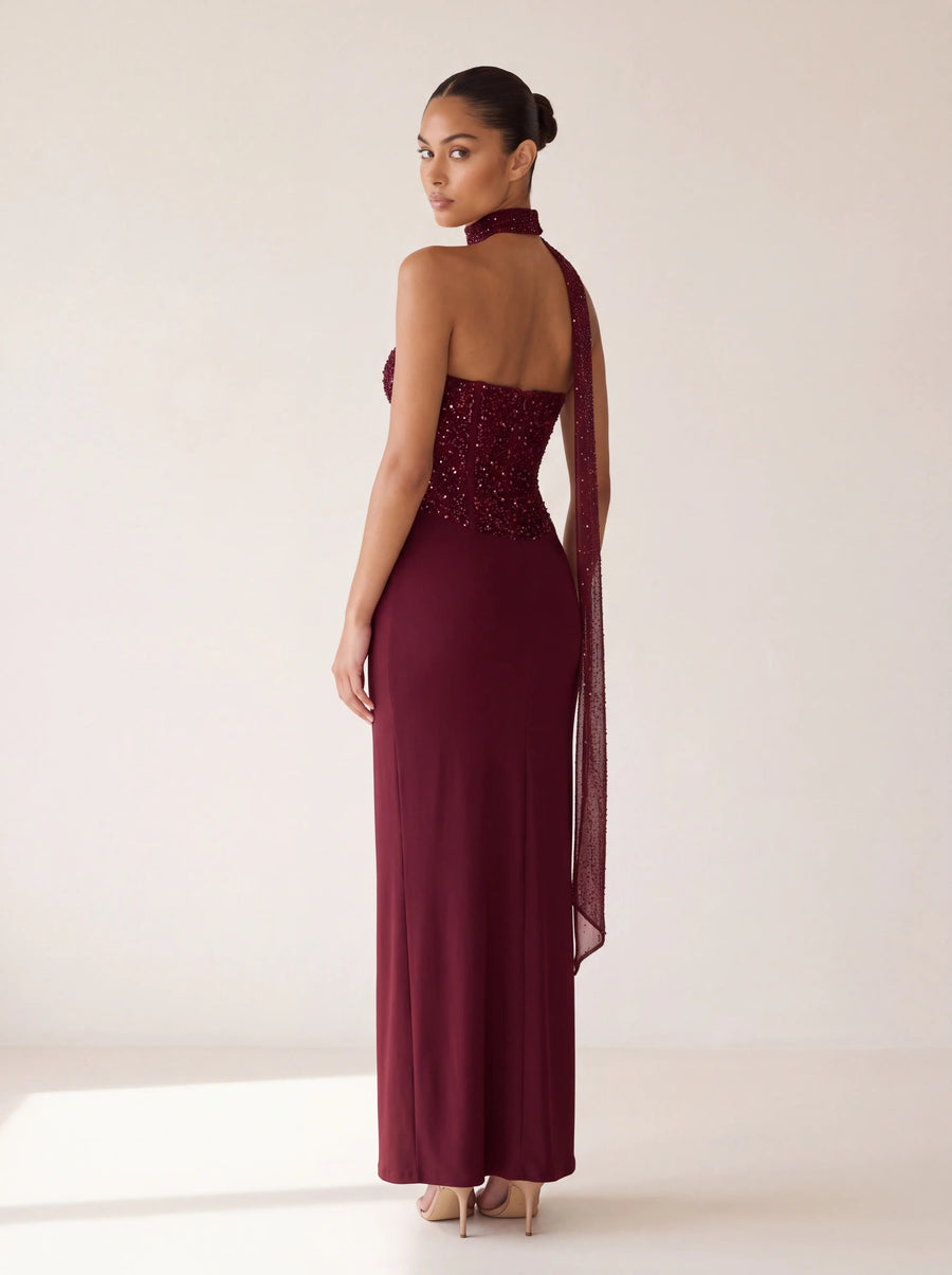 Carina Maxi Dress Burgundy - back