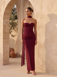 Carina Maxi Dress Burgundy - campaign