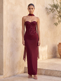 Carina Maxi Dress Burgundy - campaign 2