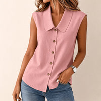 Carinda Women's Sleeveless Collared Button-Up Blouse in Light Pink