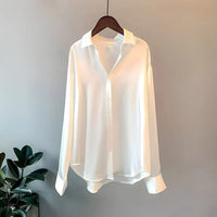 Carine Women's Long Sleeve Collared Button Down Blouse in White