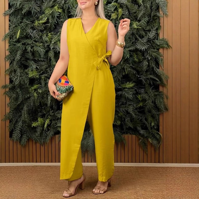 Carmelle Women's Wide Leg Sleeveless Jumpsuit in Yellow
