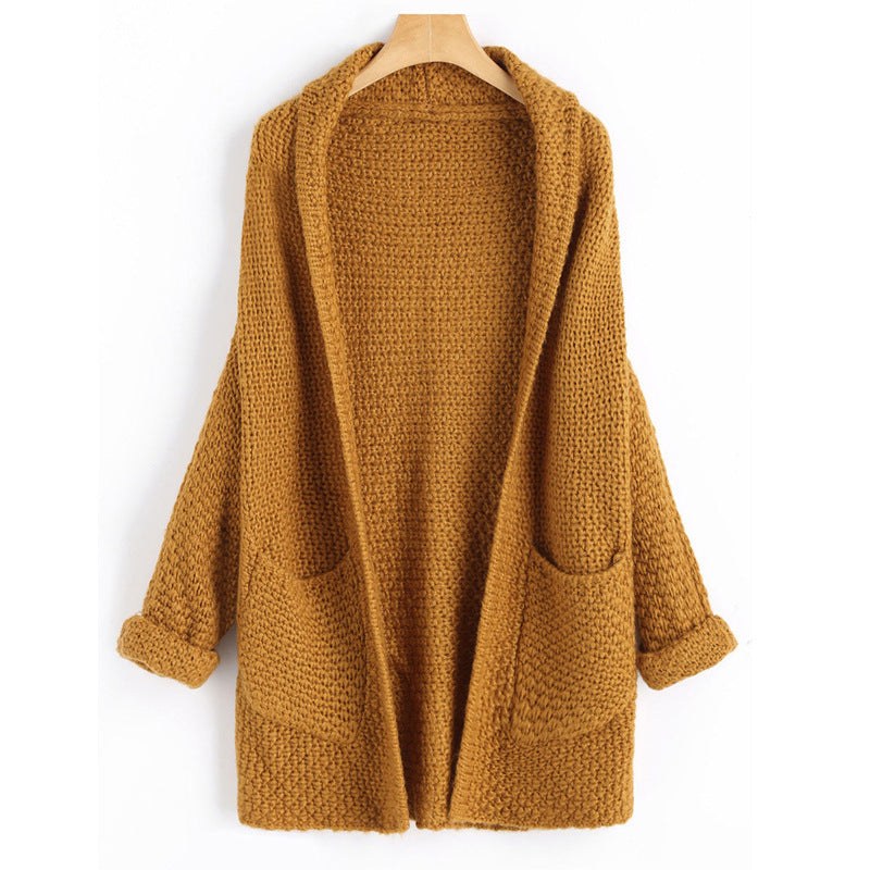 Carmen Casual Knit Cardigan with Pockets in Camel