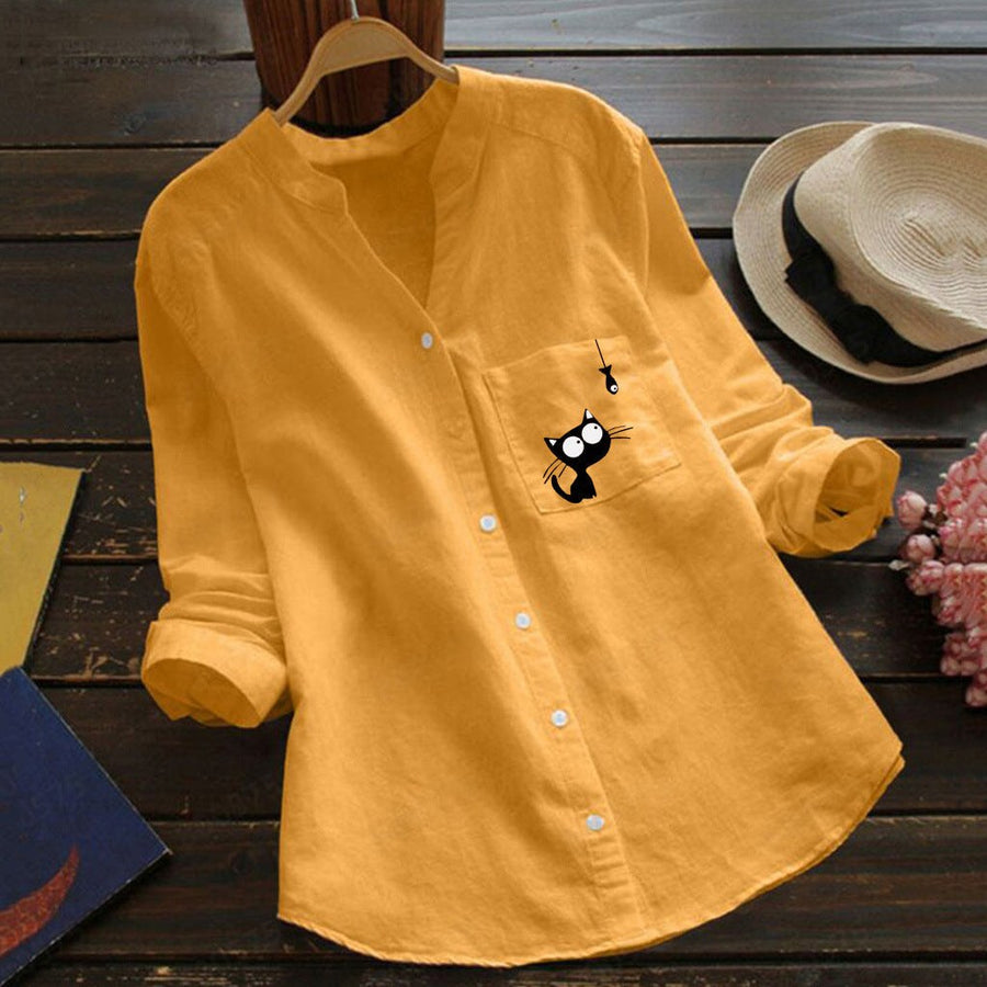 Carmen Casual Shirt with Chest Pocket in Yellow