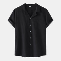 Carmen Casual Shirt with Short Sleeve and Chest Pocket in Black