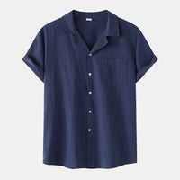 Carmen Casual Shirt with Short Sleeve and Chest Pocket in Navy