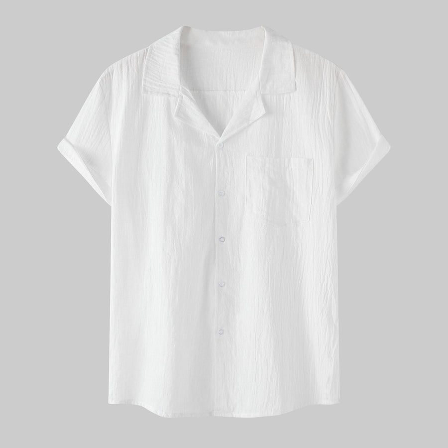 Carmen Casual Shirt with Short Sleeve and Chest Pocket in White