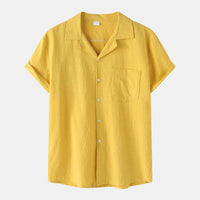 Carmen Casual Shirt with Short Sleeve and Chest Pocket in Yellow