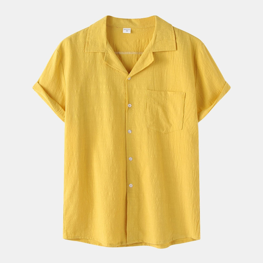 Carmen Casual Shirt with Short Sleeve and Chest Pocket in Yellow