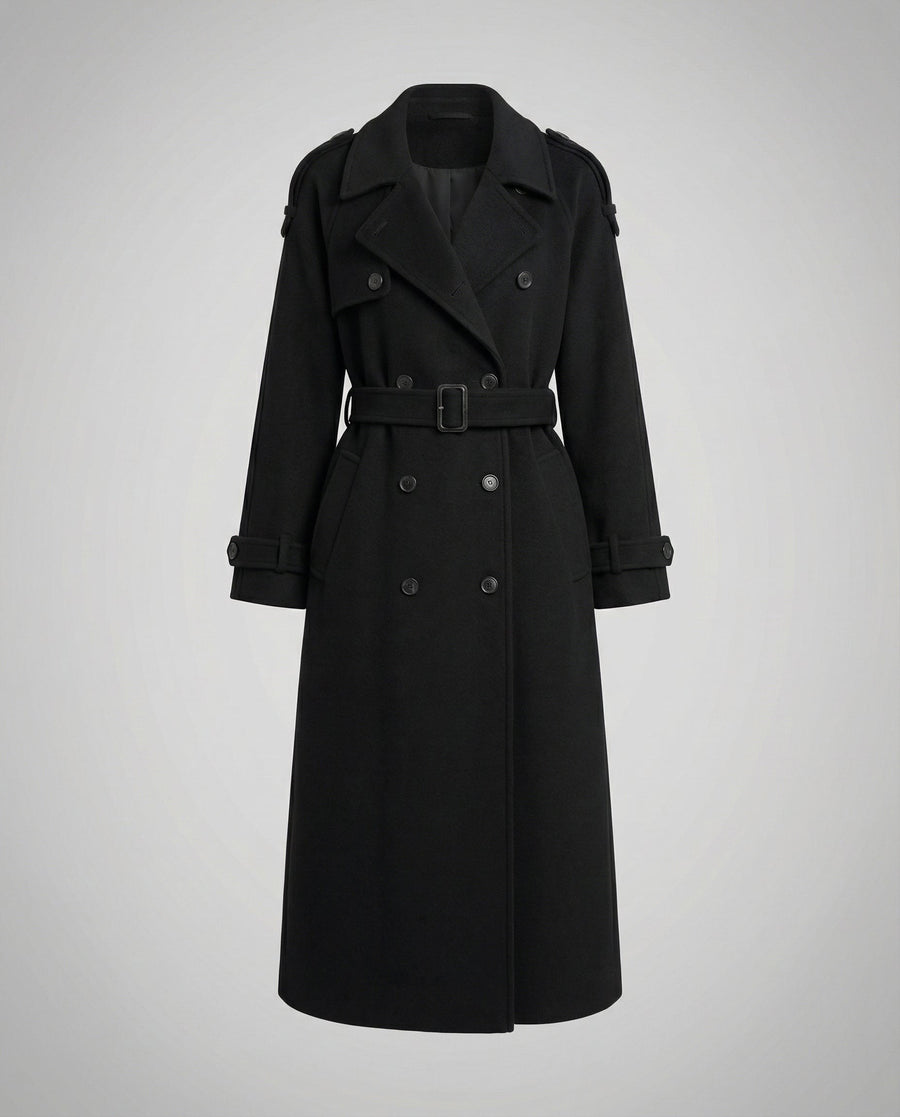 Carmen Comfortable Coat with Oversized in Black