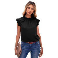 Carmen Elegant Blouse with Ruffles in Black