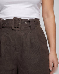 Carmen Elegant Linen Shorts with Belted