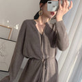 Carmen Knit Dress with V-Neck and Belted