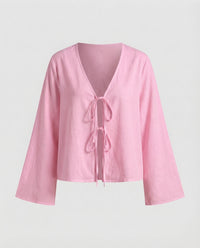 Carmen Linen Blouse in Pink