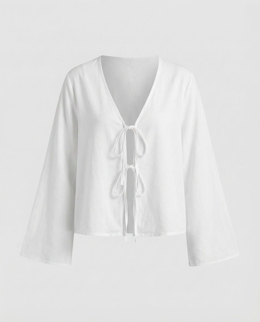 Carmen Linen Blouse in White
