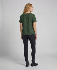 Carmen Linen Tunic with Short Sleeve and Button Front