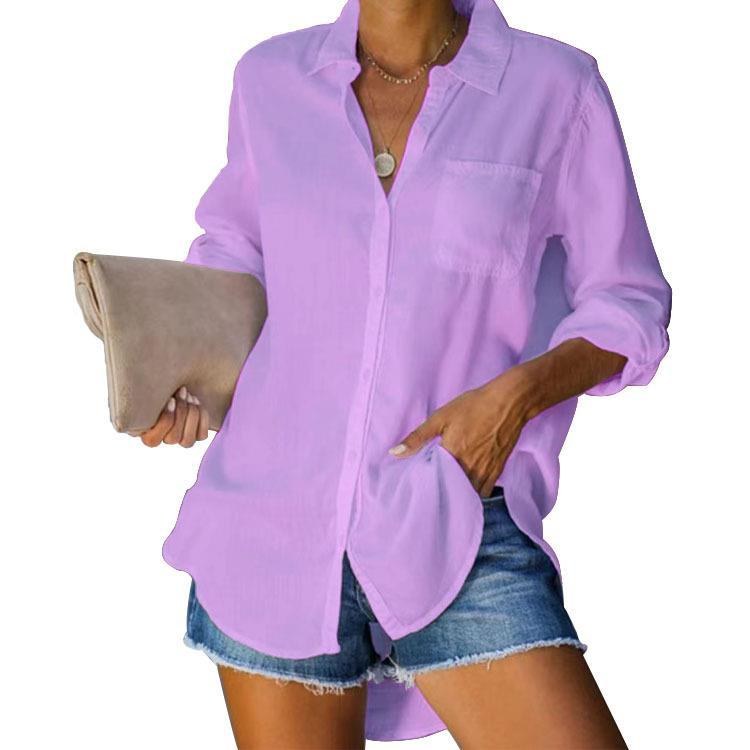 Caro Casual Blouse in Light Purple