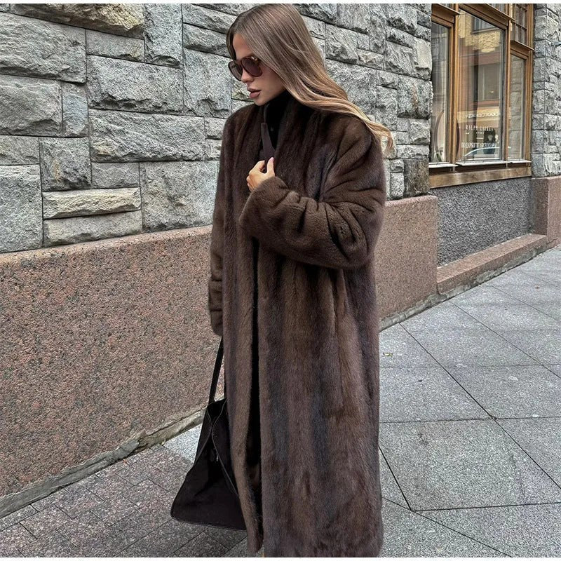 Caro Elegant Coat in Dark Brown