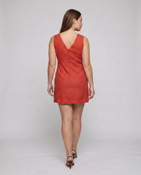Caro Elegant Linen Mini Dress with V-Neck