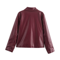 Caro Leather Jacket with Stand Collar and Zip Front