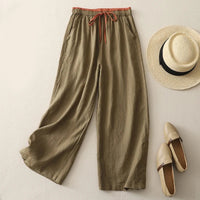 Caroline Linen Blend Pant in Khaki