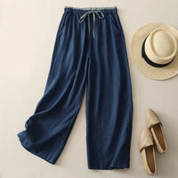 Caroline Linen Blend Pant in Royal Blue