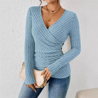 Caroline™ Tummy Tucking Long Sleeve Top in Blue