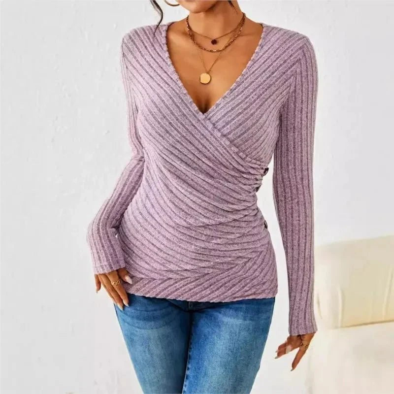 Caroline™ Tummy Tucking Long Sleeve Top in Blue