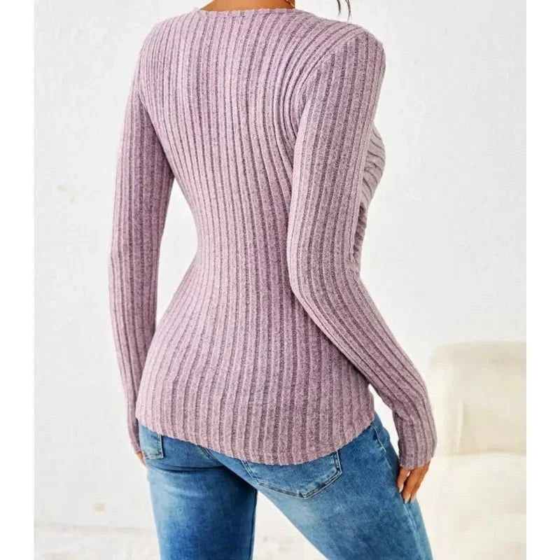 Caroline™ Tummy Tucking Long Sleeve Top in Blue
