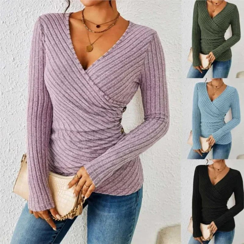 Caroline™ Tummy Tucking Long Sleeve Top in Blue