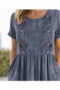 Carvena Women's Linen Summer Dress Midi in Grey