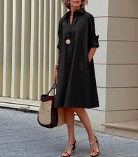 Carveth Women's Linen Summer Dress Shirt Style in Black