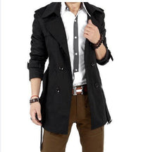 Caspar Elegant Trench Coat with Pockets in Black