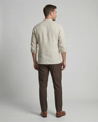 Caspar Linen Shirt with Stand Collar