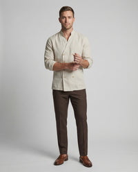 Caspar Linen Shirt with Stand Collar