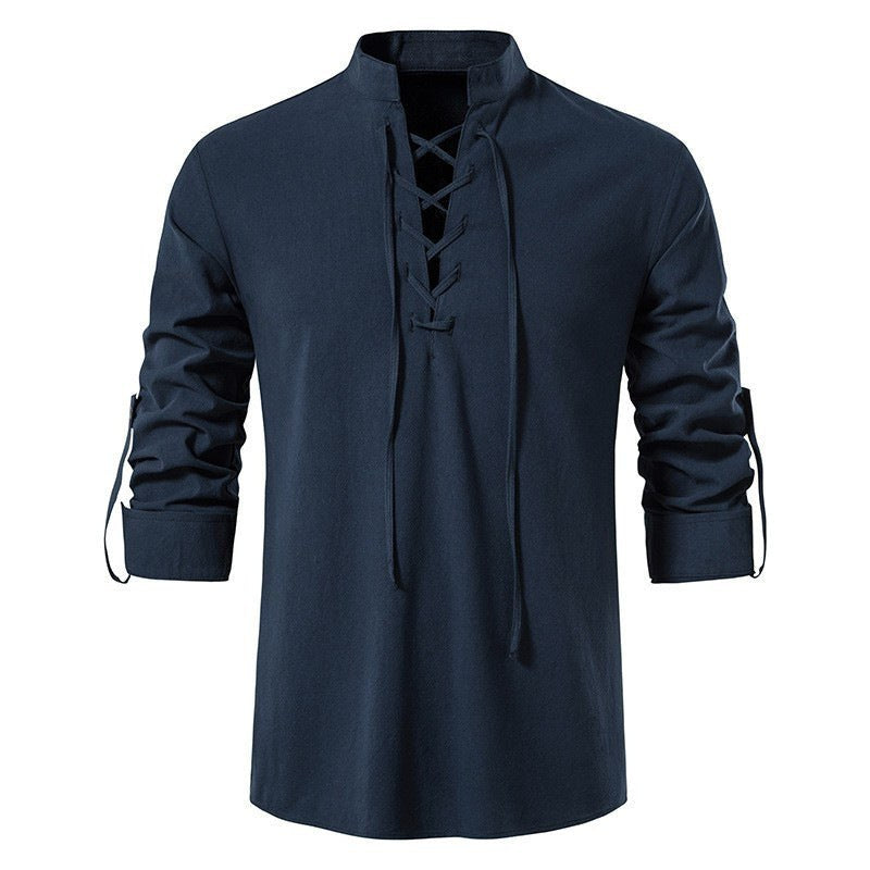 Casper Linen Shirt with Stand Collar