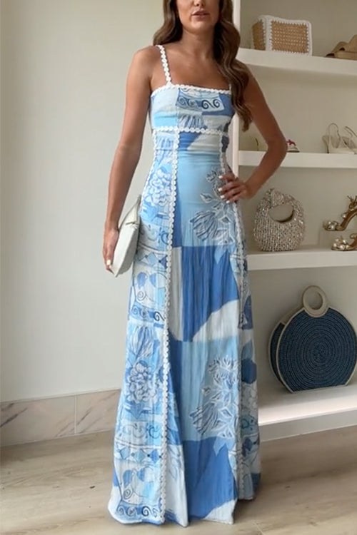 CASSANDRA Bow Back Maxi Dress in Light Blue