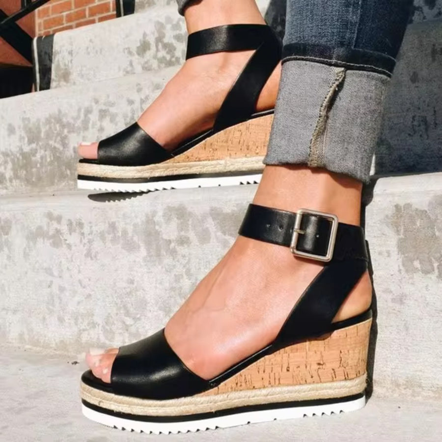Cassandra™ Stylish Wedge Sandals in Black
