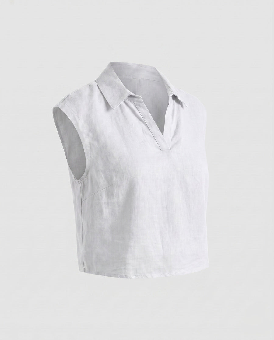 Cassia Airy Linen Top in White