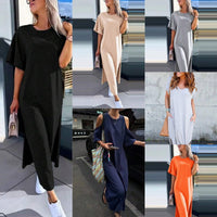 Cassia Casual Maxi Dress with Side Split and Oversized