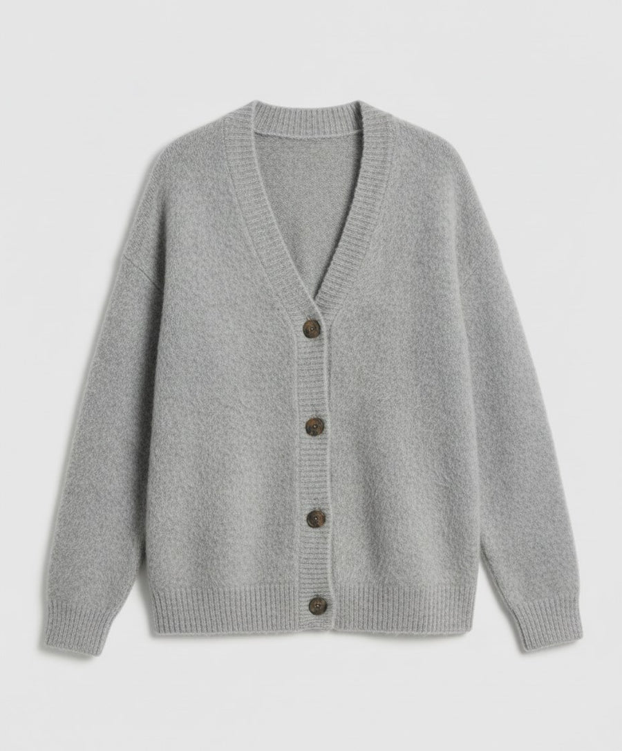 Cassia Knit Cardigan in Light Grey