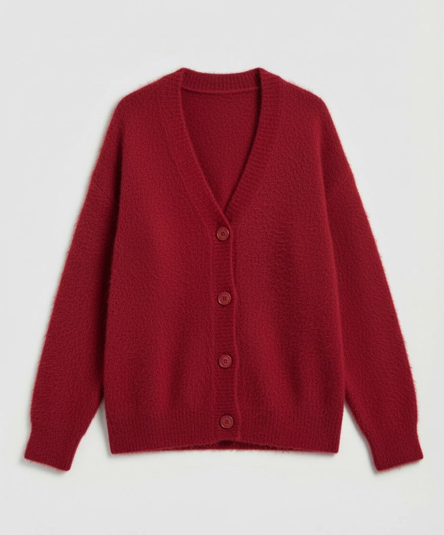 Cassia Knit Cardigan in Red